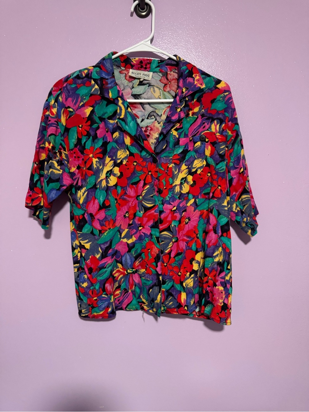 Vintage Vibrant Floral Button-Up Top in Multicolor